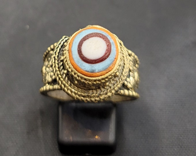 Powerful Protection Eyes Gabree Mosaic Glass Beautiful Vintage Ring