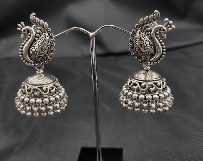 Gorgeous Near Eastern Tribal Kuchi Sterling Silver Bird Earrings Dangling