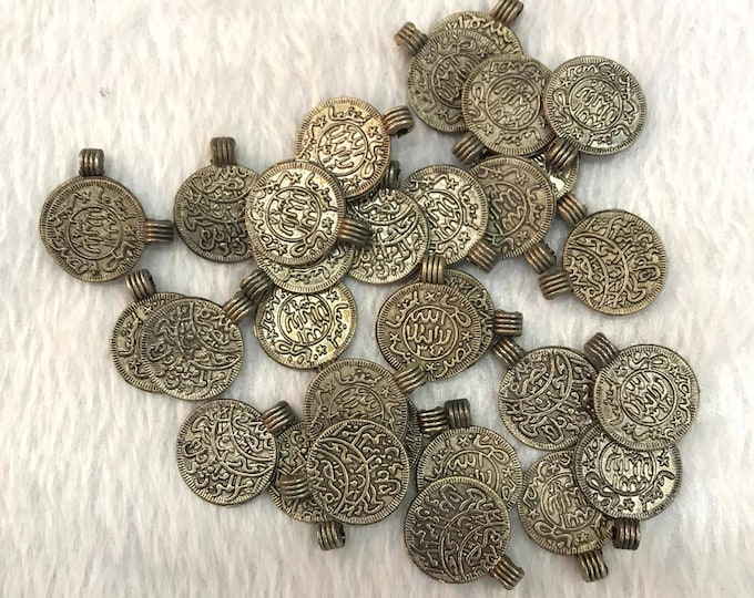 Vintage Afghan Islamic Iscription lucky Charm Pendant Its Silver Plated 15mm Charm Pendant