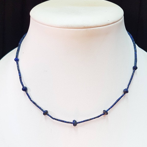 Vintage Afghan Beautiful Lapis lazuli Stone Handmade Tinny Beads Necklace