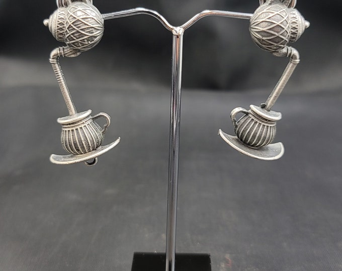 Vintage Soild Silver Lovely Afghani Handmade Earrings Unique Silver Earrings