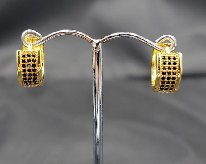 Vintage 18k Gold on Silver Earrings Victorian With Natural Sapphire Gemstone