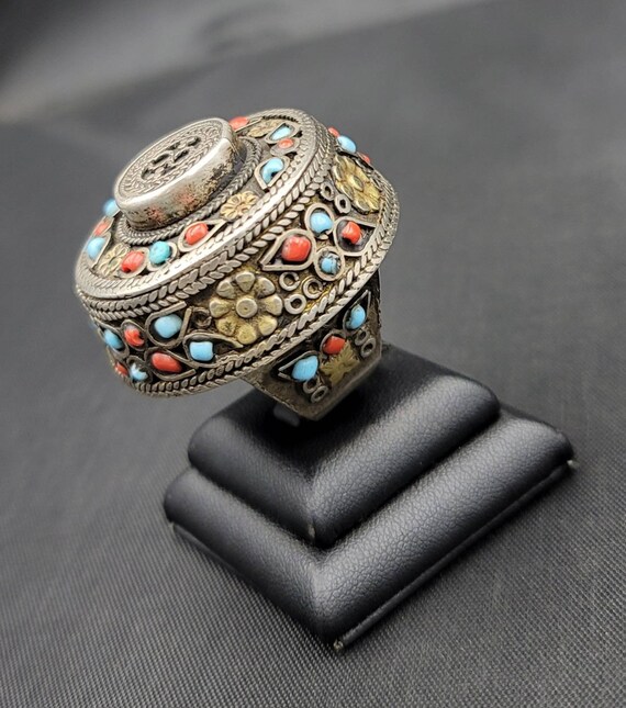 Gerogues Old Silver Huge Ring Yamodi Afghan Ring … - image 6