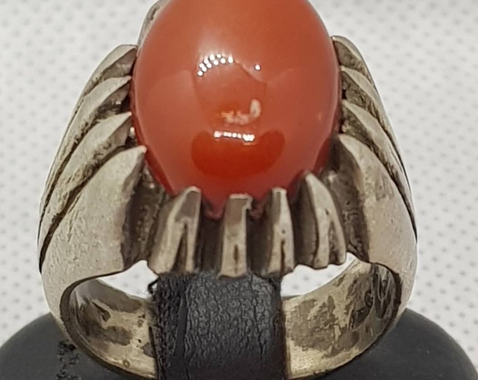 Amizing Soild Silver Unique Antique Ring With Ancient Natural Agate Stone