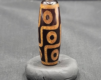 Indo Himalayan Agate Dzi Bead: Ancient Eye Motif (40mm)