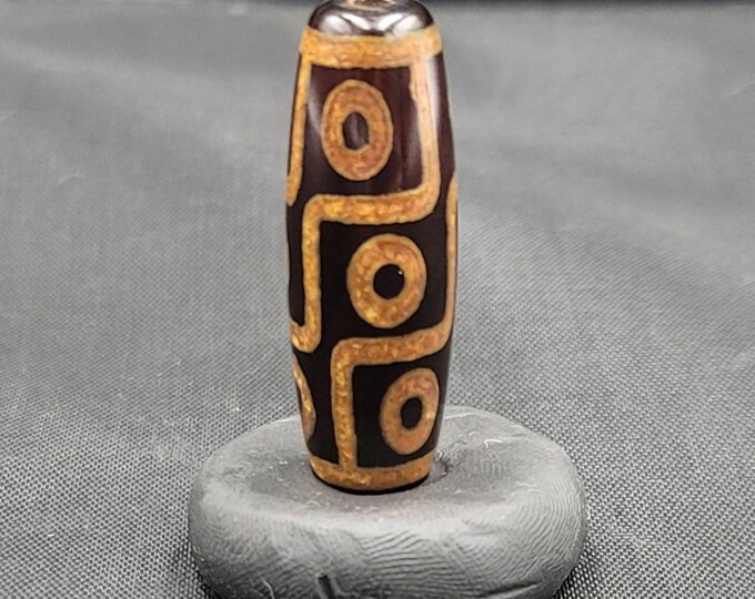 Beautiful Ancients Unique Color Indo Himalayan Old Agate Dzi Bead Motifs Eyes