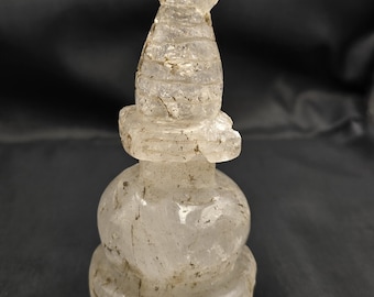 Ancient Himalayan Clear Crystal Quartz Tibetan Stupa