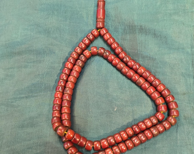 Antique Brown Copal Beads Mala Necklace - Prayer Beads