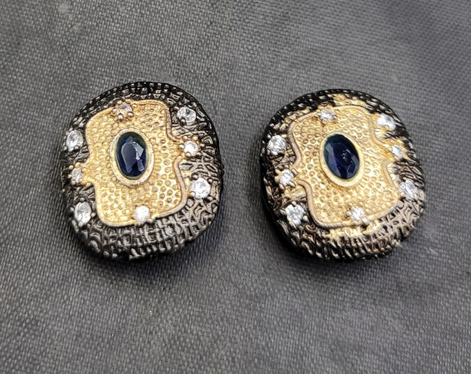 Silver Gold Gulding Beads Oxidising Silver With Natural Sapphire Gemstone