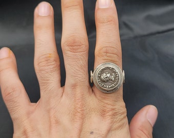 100% Authentic Silver Ring With Ancient Roman Greek Silver Antique Coin Unique Ring