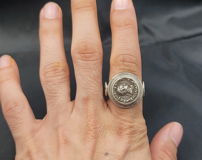 100% Authentic Silver Ring With Ancient Roman Greek Silver Antique Coin Unique Ring
