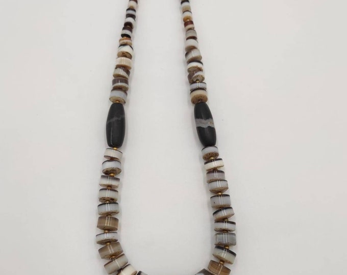 Very Beautiful Ancient Agate  Sulimani Rare Beads With Agate Banded Beads Necklace