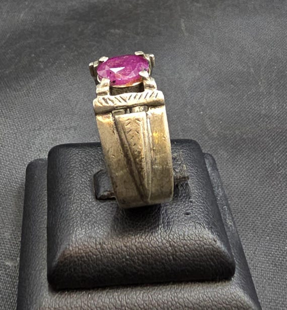 Handmade Vintage Sterling Silver Ring with Natura… - image 2