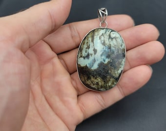 Handmade Tibetan Turquoise Silver Pendant: 19th Century Gemstone