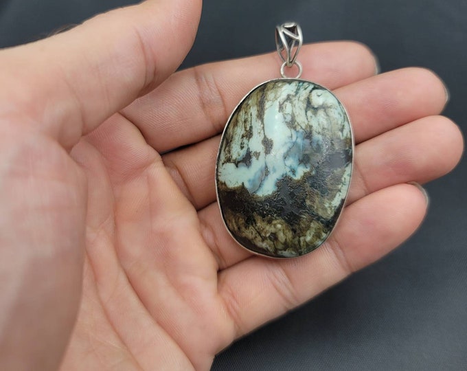 Natural Turquoise Tibeten Stone Late 19th Century Beautiful Silver Pendant