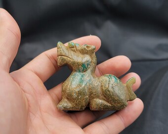 Handmade Ancient Turquoise Stone Tibetan Cow Sculpture