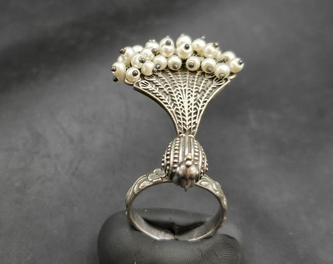 Beautiful Vintage Soild Silver Handmade Afghan Bird Ring Adjustable size