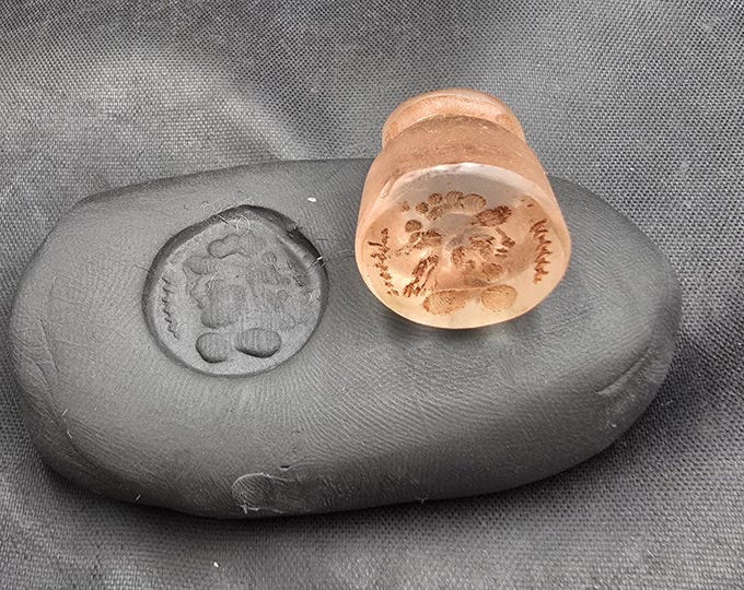 Ancient Clear Crystal King Intaglio Greek Empire Authentic Seal Stamp