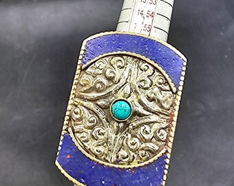 Bague Vintage En Argent Avec Pierres Lapis Lazuli Et Corail - Taille 57 - Très Bon état
