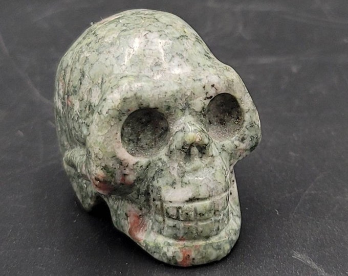 Antique Himalayan Handmade Authentic Skull Natural Ruby Zoisite Stone Skull