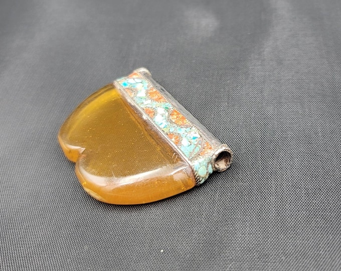 Beautiful Natural Stone Pendant With Turquoise And Coral Silver Pendant