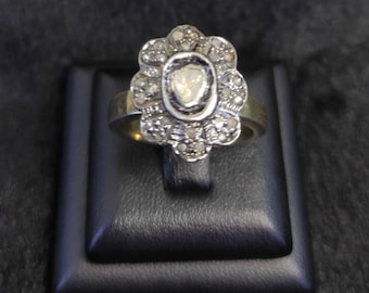 Vintage Rose Cut Diamond Ring: Handmade Sterling Silver Victorian Design, Size 7.5