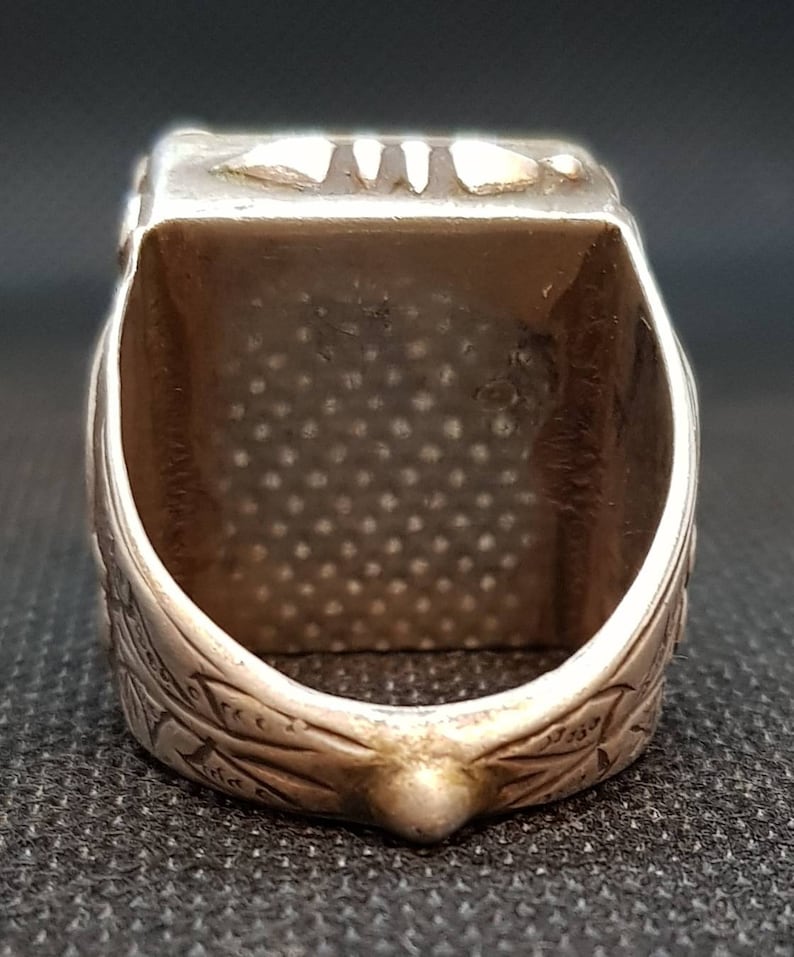 Wonderful Old Silver Antique Ring With Beautiful Agate And Turquoise Stone