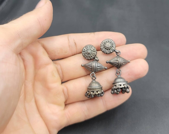 Antique Old Silver Afghanistan Early 18th Century Old Silver Earrings