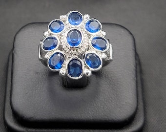 Sri Lankan Blue Sapphire Sterling Silver Vintage Ring