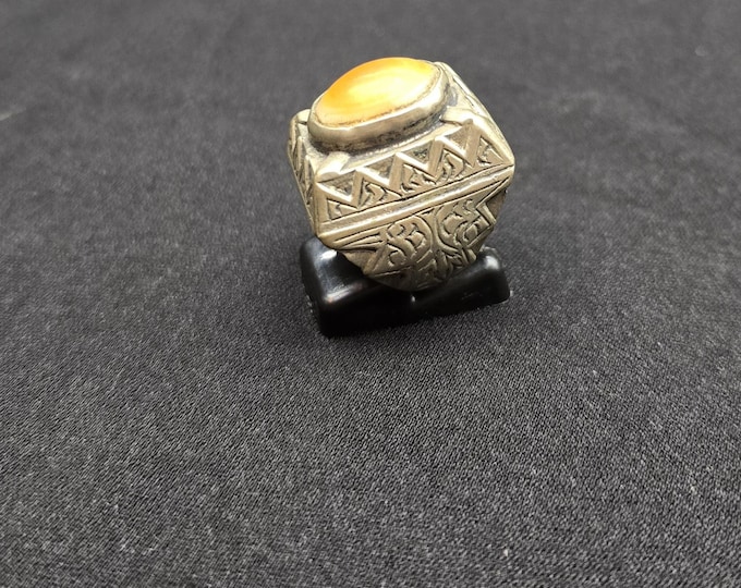 Rare Ancient Unique Silver Ring With Evil Eyes Powerful Protection Ancient Agate Stone