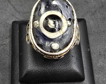 Vintage Near Eastern Silver Evil Eye Ring - Size 9