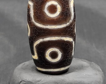 Striped Agate Dzi Bead: Tibetan Amulet Pendant (45mm)