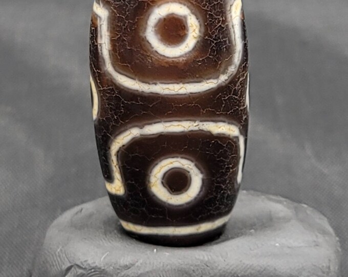 Unique Shape Ancient Dzi Tibetan Old Agate Dzi Bead " STRIPES " Amulet Pendant Himalayan