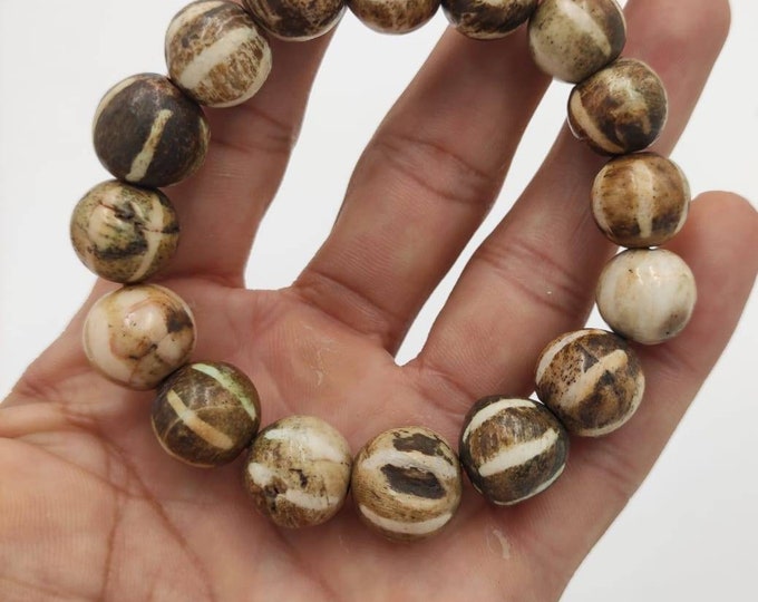 Ancient Pyu Bracelet Etched Agate Beads Natural Old Lucky Stone