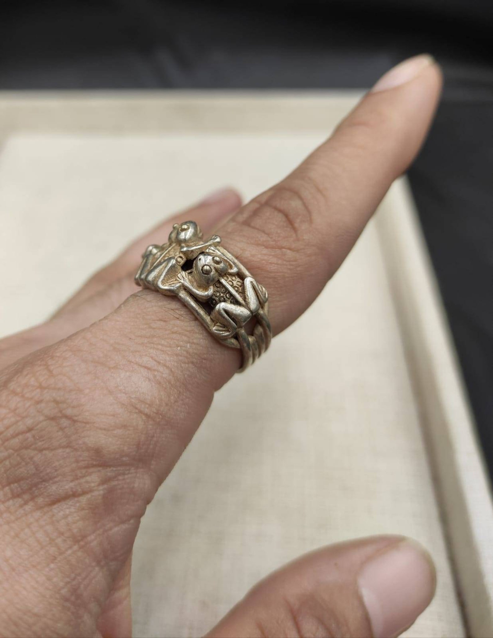 Grenouille unique argent antique merveilleux près de lanneau Etsy