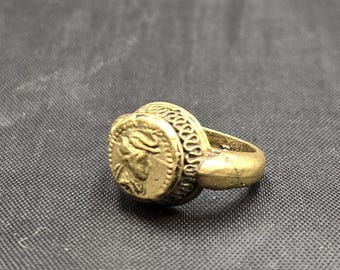 Cicra 2000BC Ancient Century Greek King Coin Antique Bronze Ring
