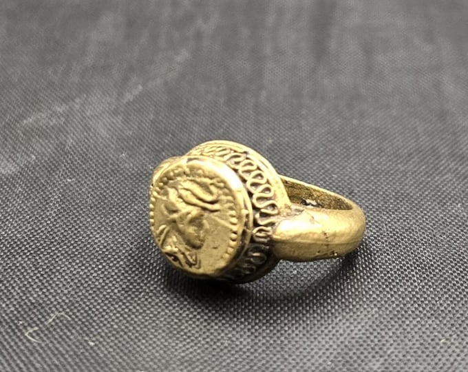 Cicra 2000BC Ancient Century Greek King Coin Antique Bronze Ring