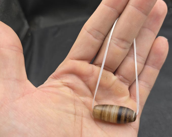 Himalayan Ancient Agate Stone Bead – Tibetan Vintage Banded Jewelry Gemstone