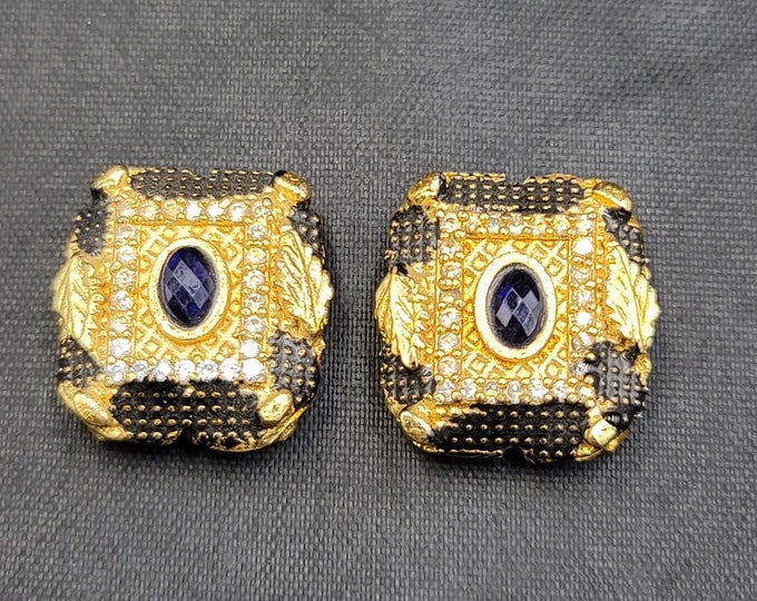 Gorgeous Oxidising Silver Gold Gulding Beads With Natural Sapphire Gemstone