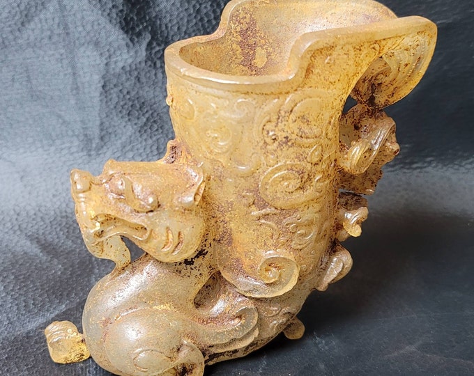 Museum Quality 100 BCE Ancient Clear Crystal Himalayan Old Quartz Raython Drogon Head Art Deco