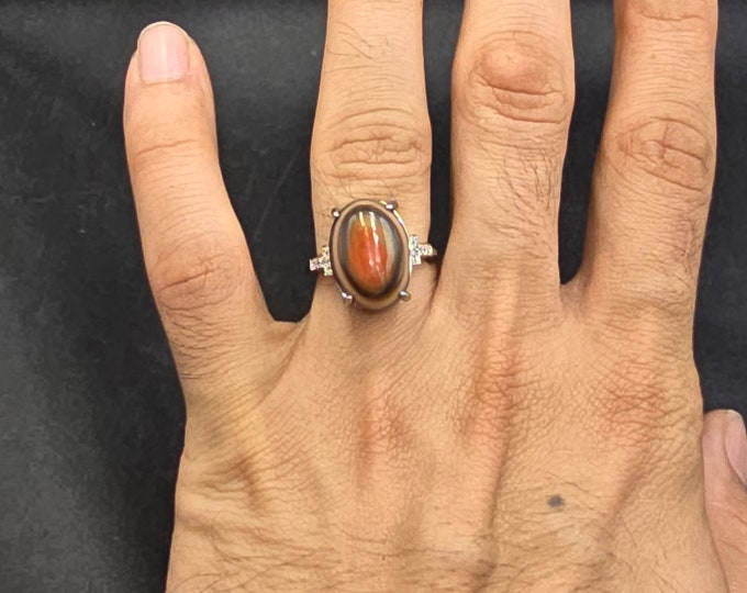 Vintage Soild Silver Ring With Ancient Old Agate Evil Eyes Powerful Protection Stone
