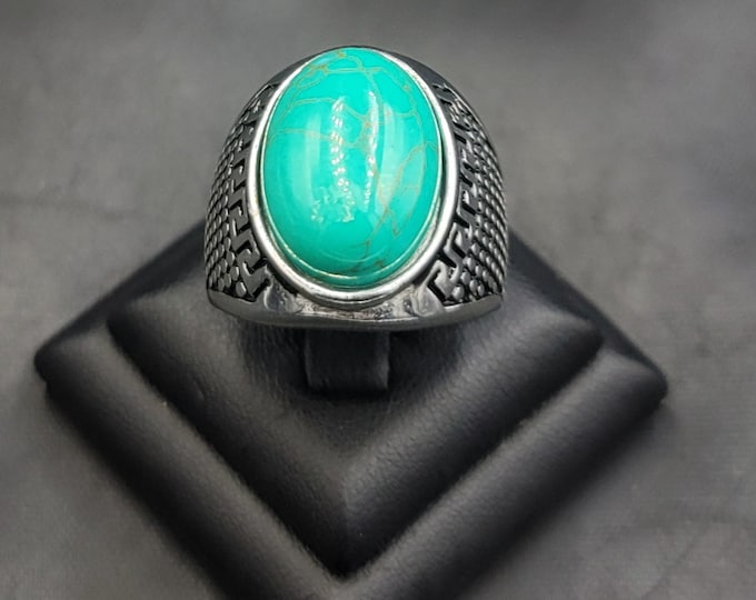 Beautiful Handmade Authentic Silver Ring With Natural Turquoise Stone