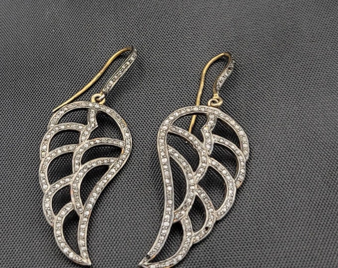 Beautiful Antique Silver Gold Plated Earrings With Natural Tinny Daimond Gemstone