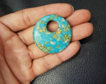 Handmade Copper Turquoise Pendant: Vintage Egyptian Stone