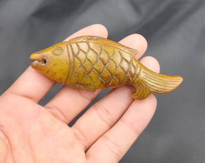 Ancient Unique Rare Handicraft Natural Jade Stone Fish