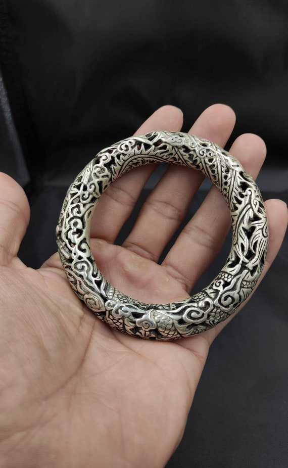 Wonderful Antique Silver Tibetan Massive Dragon Ca