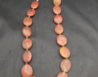 Antique Red Agate Bead Necklace, Ancient Old Stone (52cm)