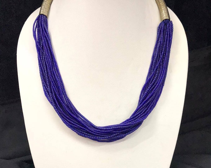 Beautiful Old Afghanistan Ancient Glass Tinny Beads Lovely Silver Necklace
