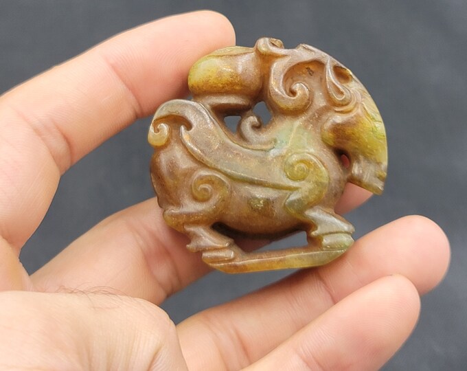 Authentic Natural Jade Stone Tibeten Carved Hourse Amulet Lucky Carved