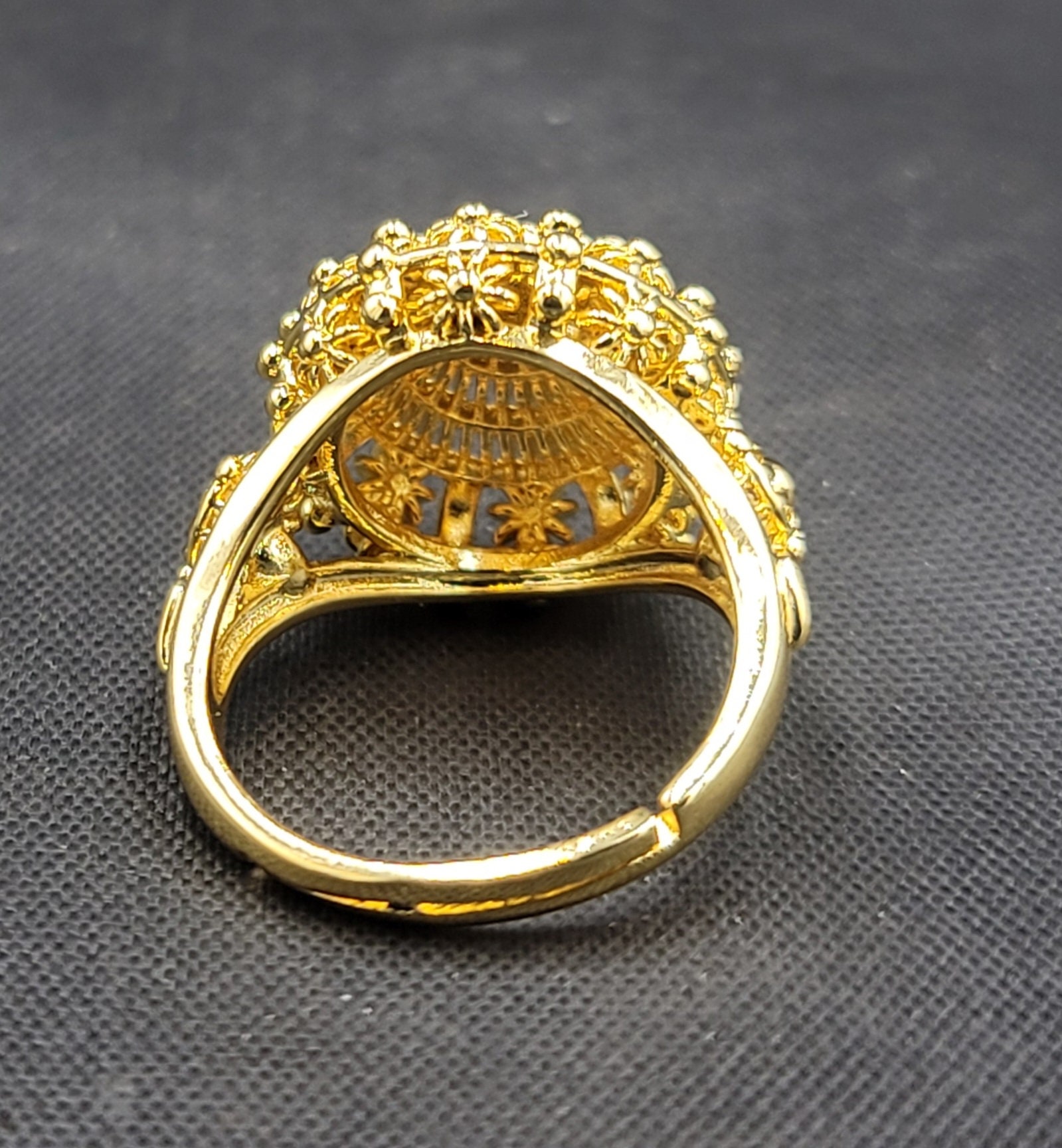 Two Vintage Rhinestone Rings Made in Hong Kong Gold Tone
